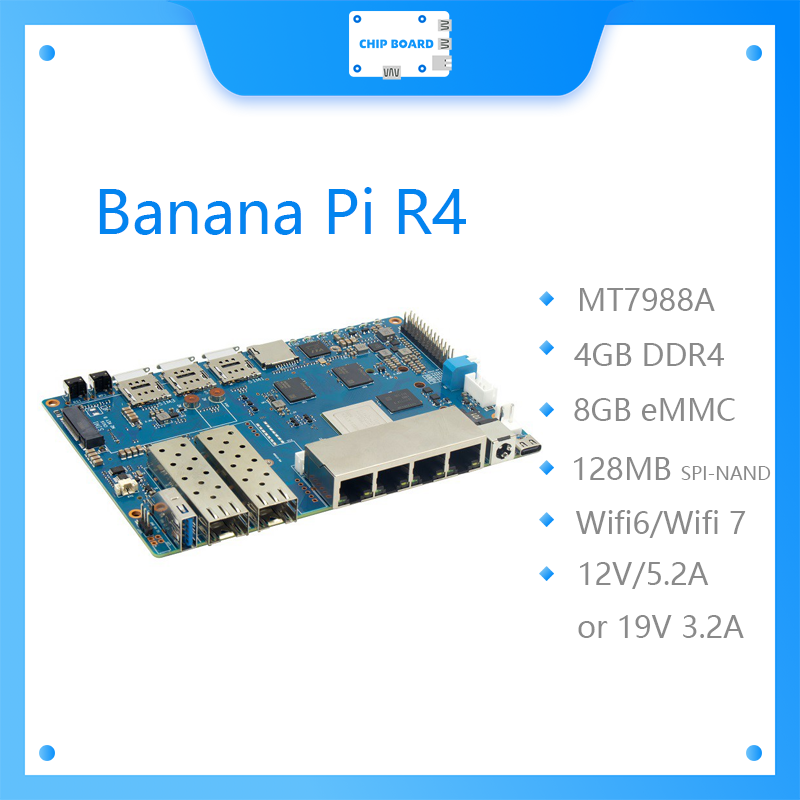 MTK MT7988A 디자인, 4G RAM 및 8G e - Bananapi Bpi R4 Wifi 7 리뷰 및 가격